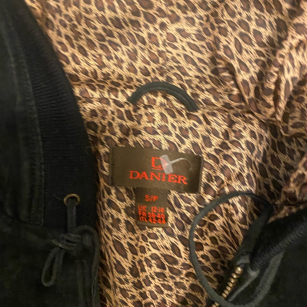 Danier Black Bomber Jacket with Leopard Lining - Picture 2 of 2